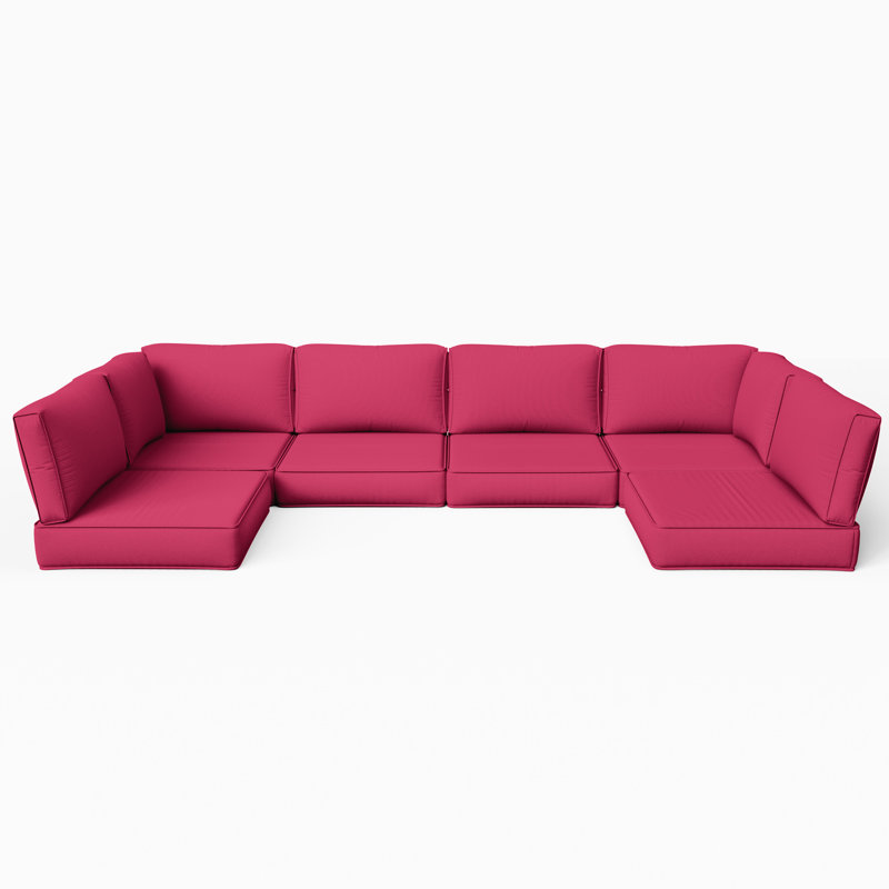 Ensemble de coussins d'extérieur 14 pièces Wynee, Rose framboise, 4.9", Mélange