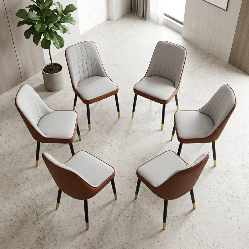 Chaise d'appoint rembourrée en similicuir (dossier de 6), Grey/Brown