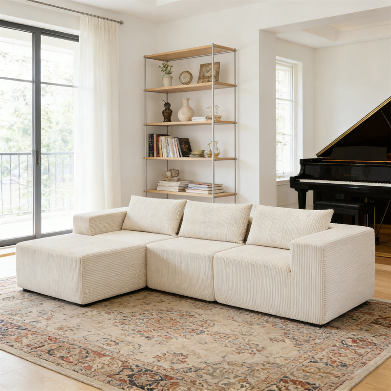 107" Compressed Sectional Sofas, Beige