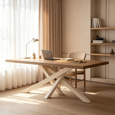 Simple Modern Rectangular Solid Wood Writing Desk