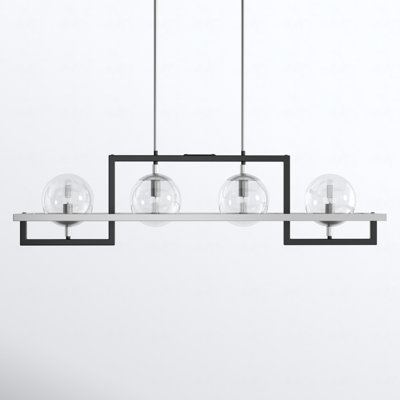 Laird 4 Light Glass Steel Dimmable Pendant