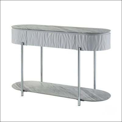 Gray High Gloss And Chrome Finish Sofa Table