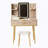 4-Drawer Vanity Desk With LED Mirror & Carved Details, Fluted Makeup Table With Metal Legs And PU Stool, Jewelry Storage For Bedroom