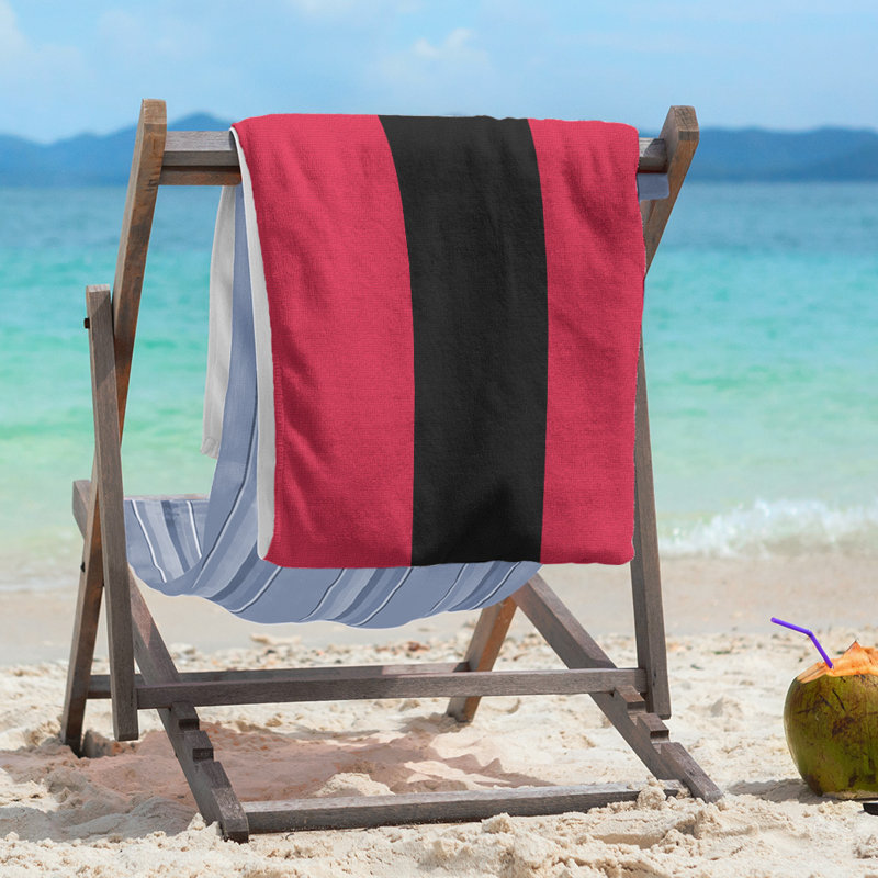 Lightweight Beach Towel, Red/Black/Red, Microfiber