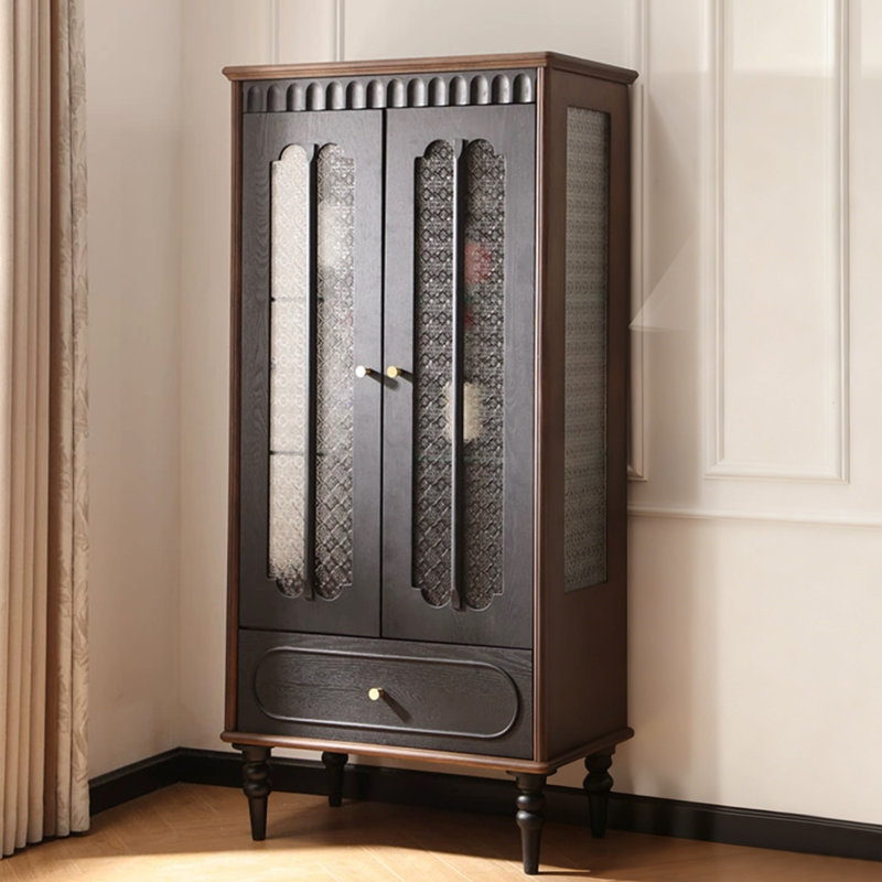 Retro Black Solid Wood Sideboard