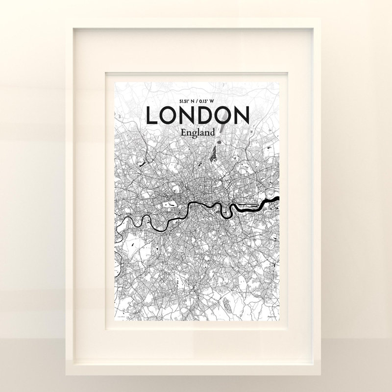London City Map In Ink - No Frame Print, 24cm H x 18cm W x 0.05cm D