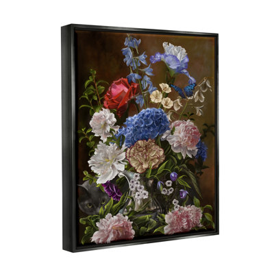 Fleurs et chat rétro
