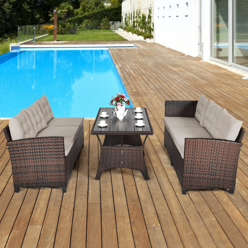 6 - Person Patio Conversation Sets with Cushions