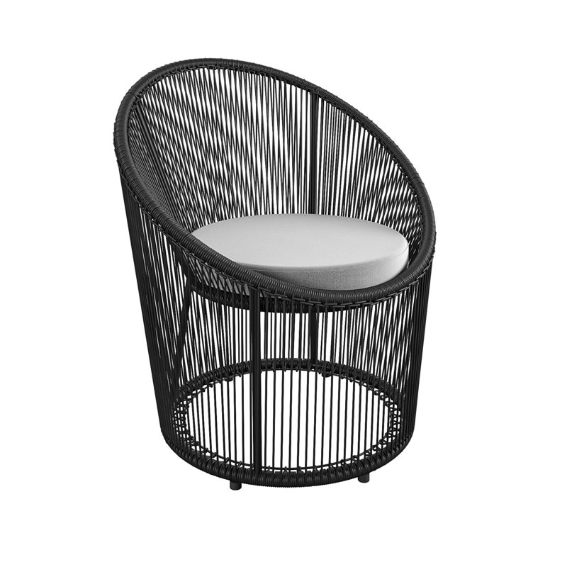 Steel Outdoor Lounge Chair, Black