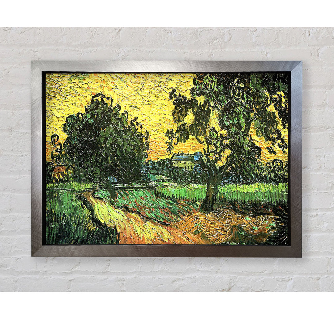 Landschaft mit Schloss Auvers bei Sonnenuntergang von Vincent Van Gogh - Einzelne Bilderrahmen Kunstdrucke