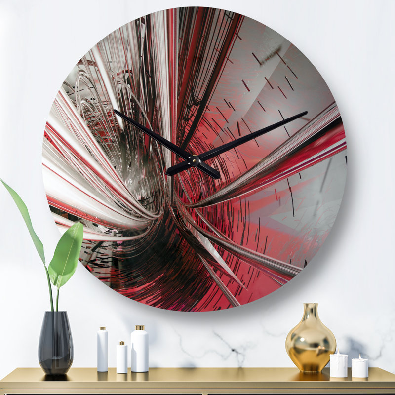Deep Deep Middle - Horloge murale moderne, horloge murale en métal rouge, Grand