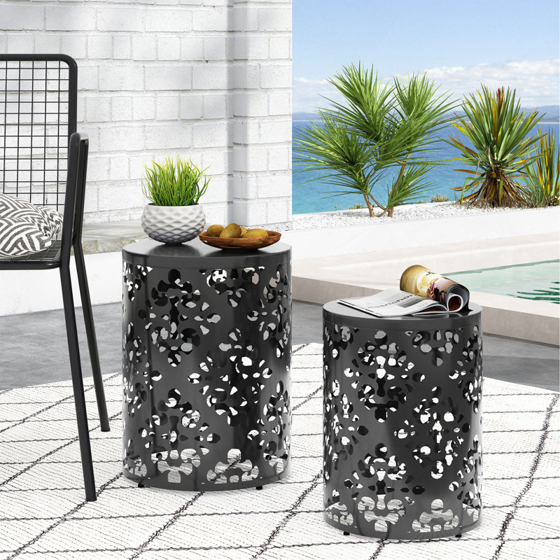 Metal S/2 End Table, Black
