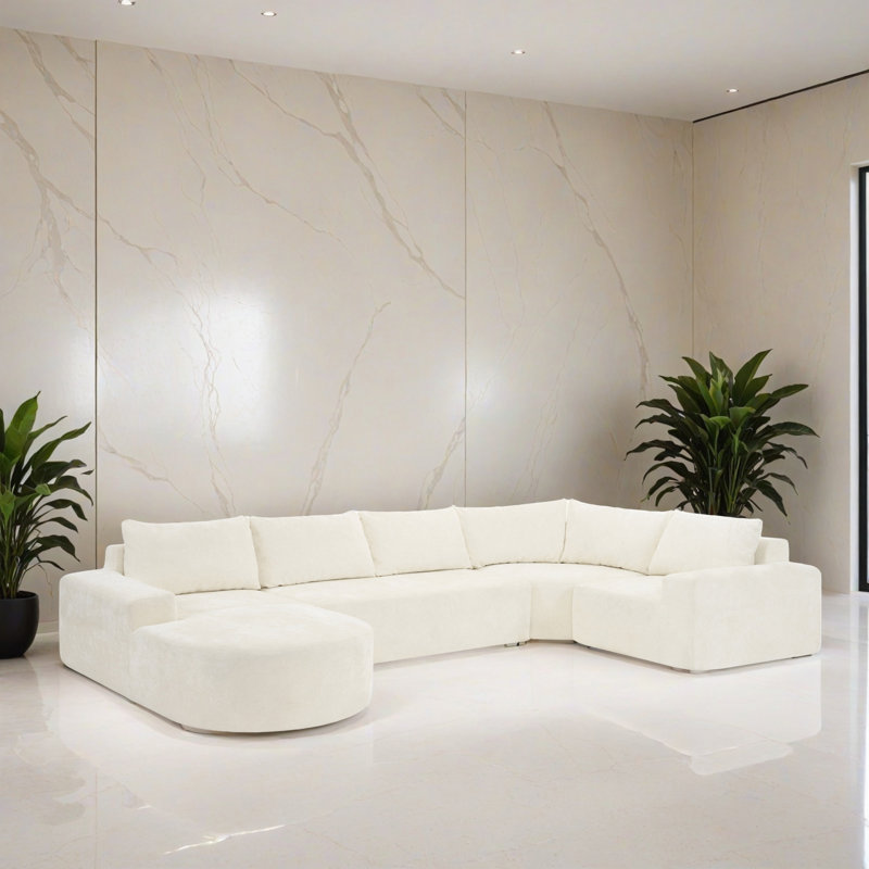 Canapé-lit modulaire 4 pièces pour salon, Chenille beige