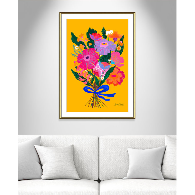 Imprimé éclectique de fleurs par Bloom, L 30,75 po x H 42,75 po, Imprimé mat, Gold Classic