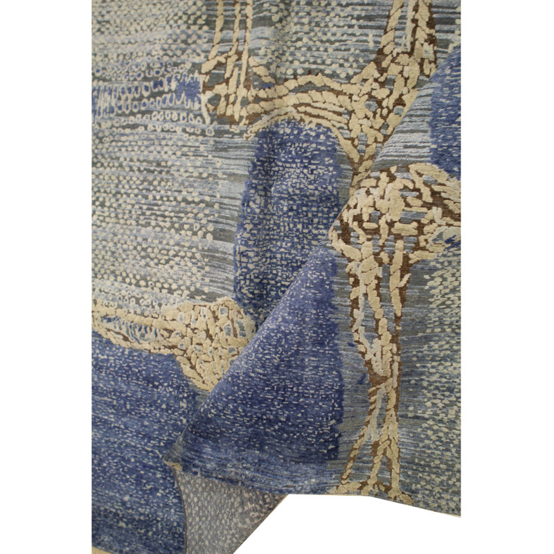 Abstract Area Rug in Light Blue