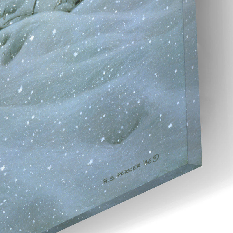 «Winter Encounter-Wolf» par Ron Parker, art mural en verre acrylique,, H 16 po x l 12 po x P 0,13 po
