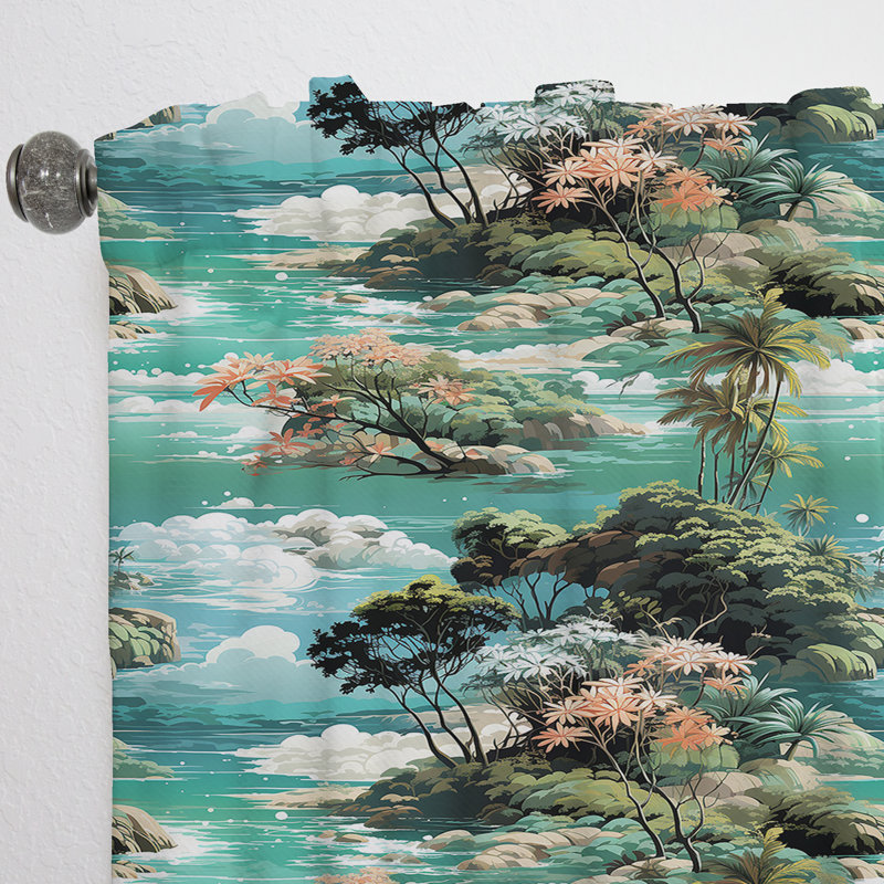 Motif tropical Island Dreamland - Rideau floral - Velours obscurcissant - 1 panneau, L 52 po x L 95 po