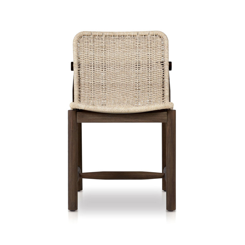 Dume Outdoor Dining Chair, White/Brown