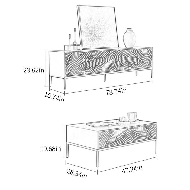 Combinaison meuble télé avec table basse