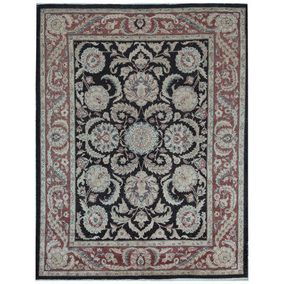 Tapis noir et rouge de haute qualité noué à la main Sultanabad