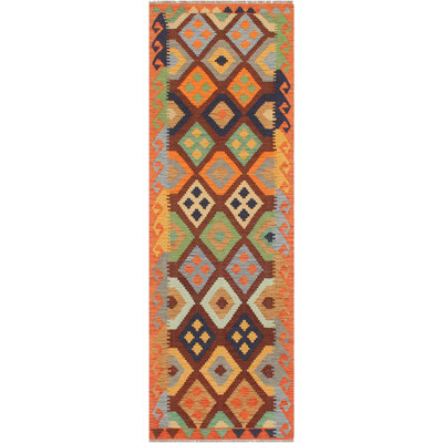Tapis de couloir brun / rouille en laine noué à la main 2 pi 7 po x 9 pi 3 po Cedorah Southwestern