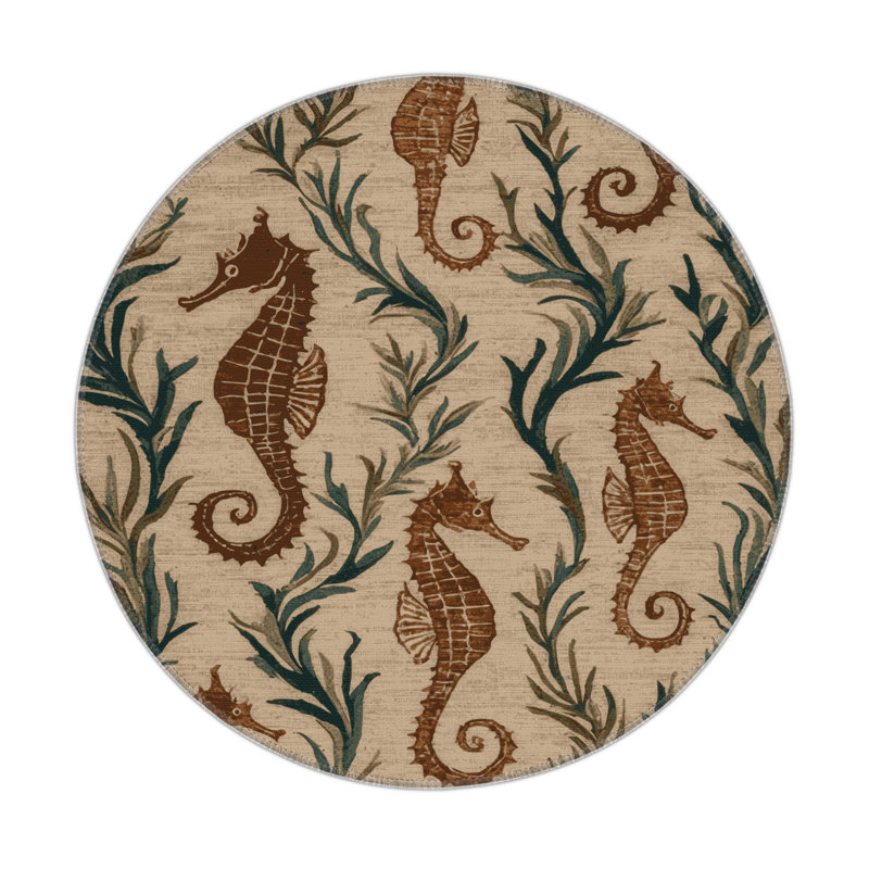 Tapis d'intérieur et d'extérieur brun Nature, Rond 5 pi