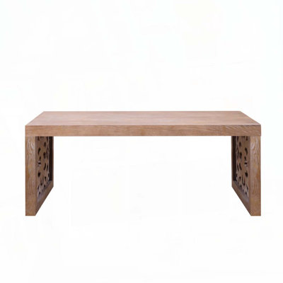 47.2-inch Rustic Carved Solid Wood Coffee Table