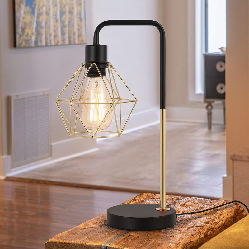 Ragon Metal USB Desk Lamp, 16.3" H x 5.8" W x 5.5" D, Gold, Black/Gold