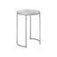 Table d'appoint moderne pour l'espace de vie avec aspect marbre blanc et pieds en métal gris