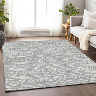 Tapis gris Prisco lavable à la machine de qualité supérieure