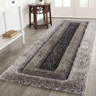 Kiawah Grey/Black Shaggy Indoor/Outdoor Rug