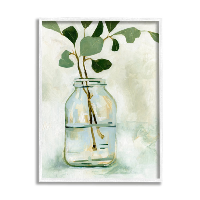 «Green Eucalyptus Branch», Giclée encadrée blanc bord de mer, H 20 po x l 16 po