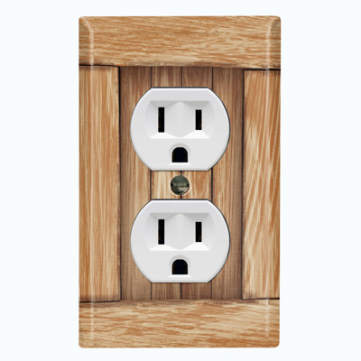 Metal Light Switch Plate Outlet Cover (Biege Fence - Single Duplex)