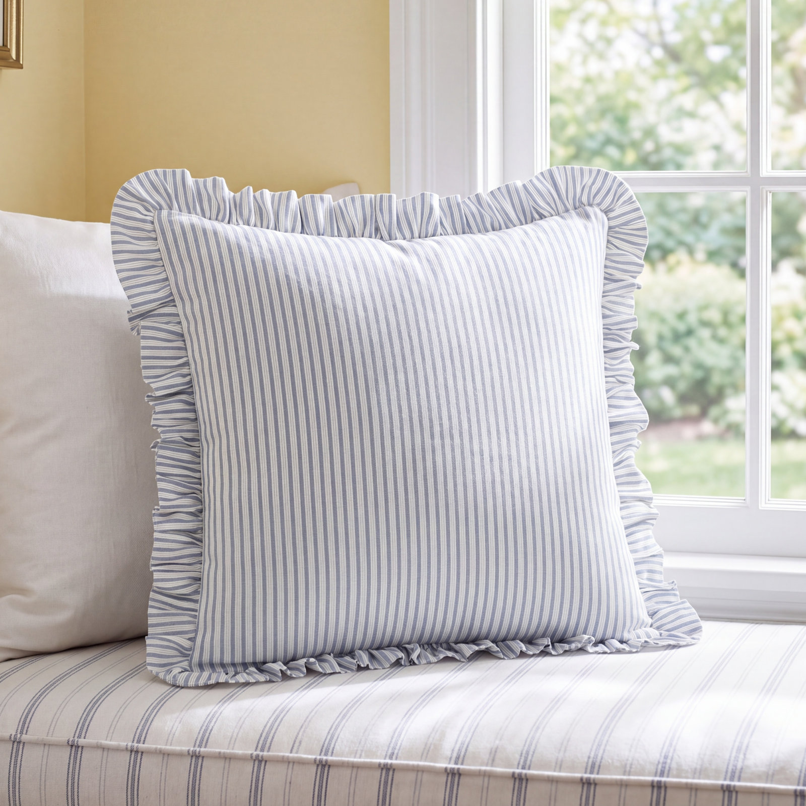 20" x 20" Cotton Throw Pillow, Green, Feather