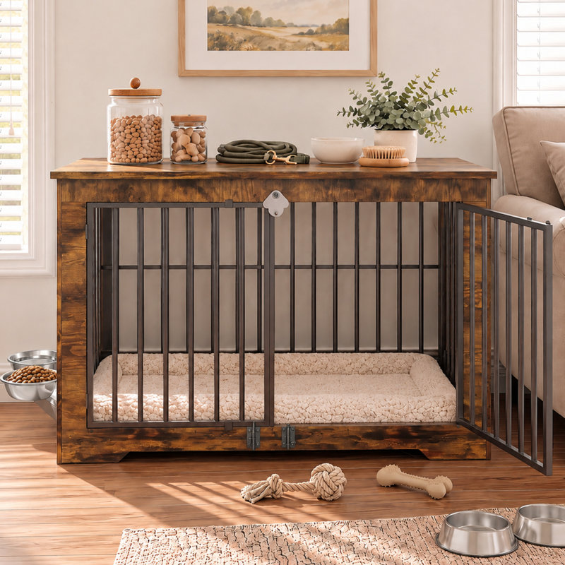 Meuble pour chien, Grand (H 32 po x l 48 po x P 27,5 po), Rustic Wood