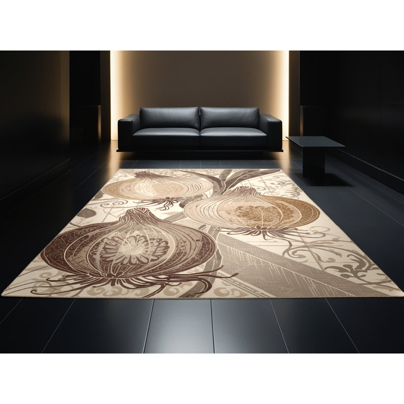 Tapis oriental classique brun et beige lavable à la machine Higgins, 5 x 7