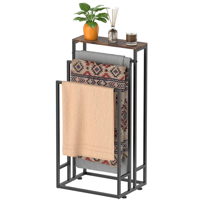 Freestanding Towel Stand, Brown/Black