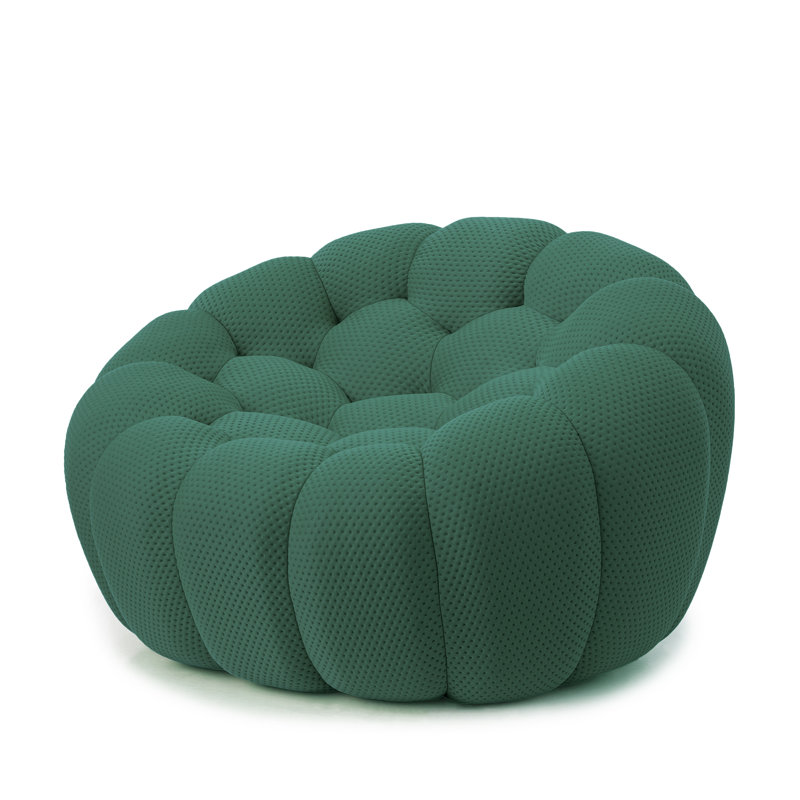  Fauteuil d'appoint rembourré 48,43 po Cenie, sans assemblage requis, Mélange de polyester vert