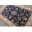 Tapis botanique Sarouk bleu marine en laine noué à la main 4 x 6 pi 3 po