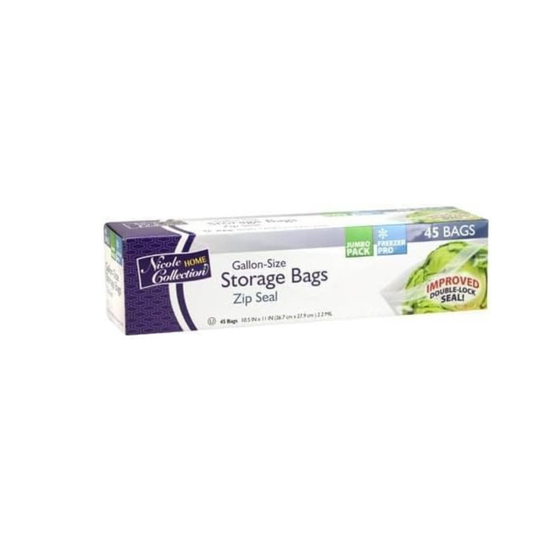 Sacs de rangement à fermeture à glissière de 45 gallons Ecoqualité - Sacs de rangement en plastique résistants aux fuites pour réfrigérateur, congélateur, préparation de repas et articles ménagers (45)