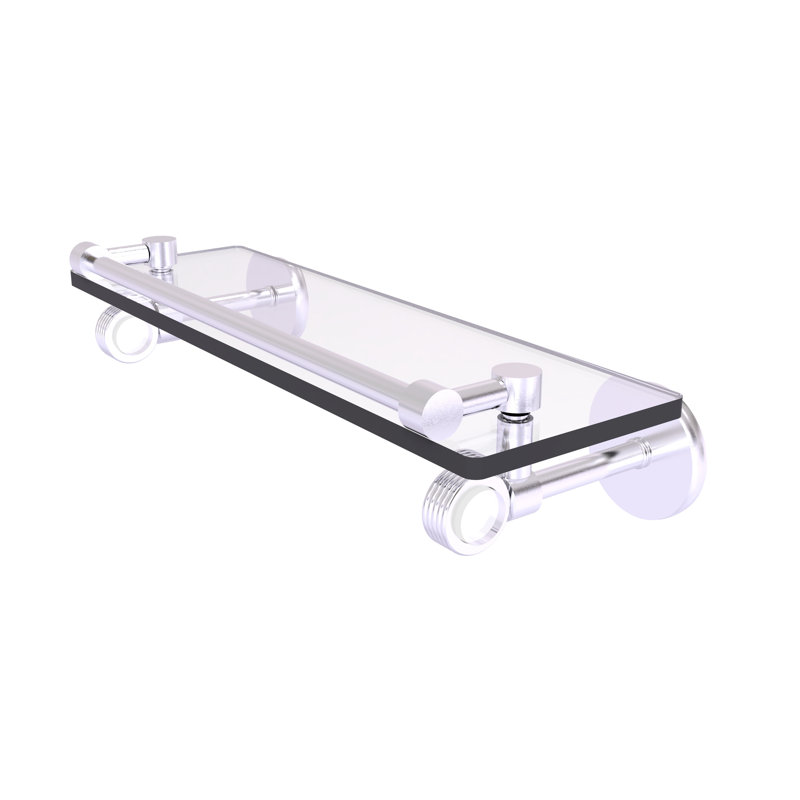 Tablette murale en verre Margolis, Chrome satiné, H 3,75 po x l 22 po x P 5,65 po