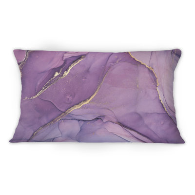 Purple Liquid Art Waves II - Modern Printed Throw Pillow 1