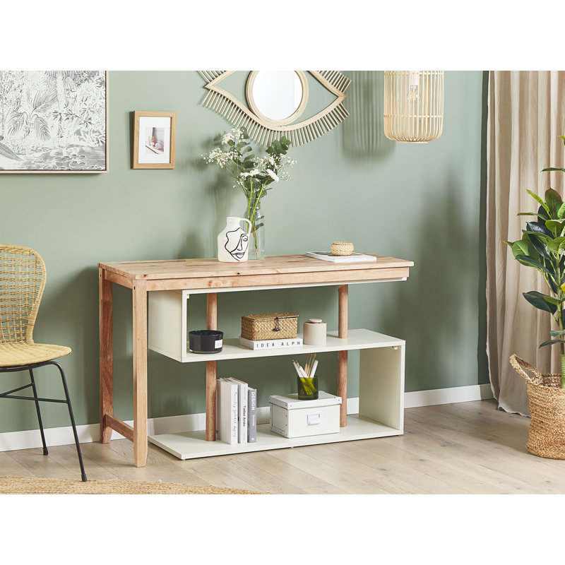 Amberboi L-Shaped Solid Wood Top Writing Desk