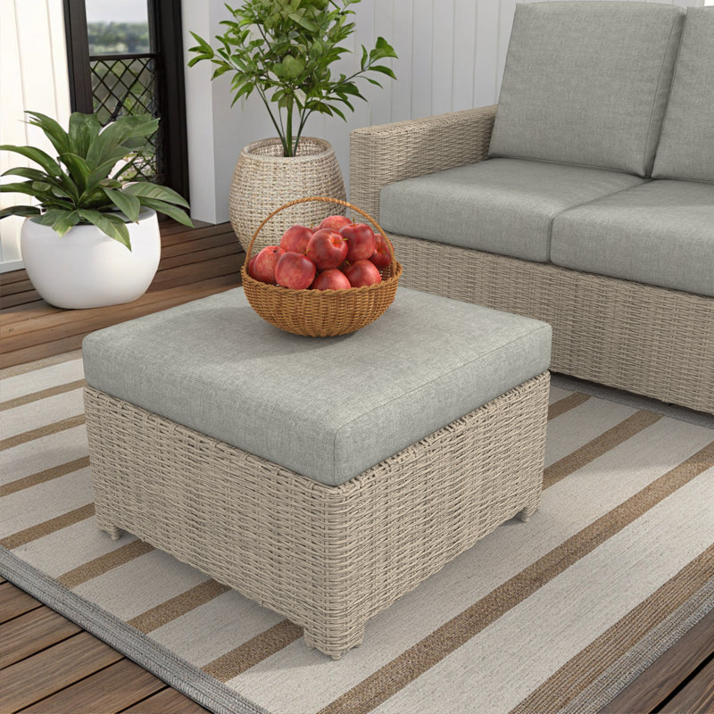 Repose-pieds d'extérieur avec coussins Sunbrella Henri, Toile granit