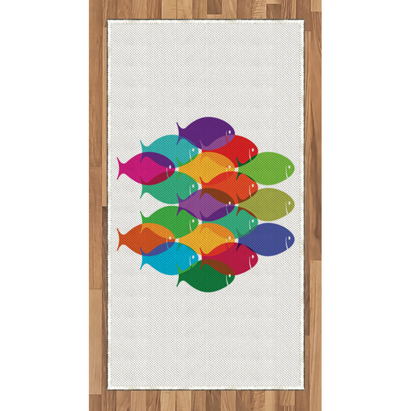 Fish High Density Long Fiber Poly Threads Decorative Area Rug Carpet, Rectangle 2'7" x 5'