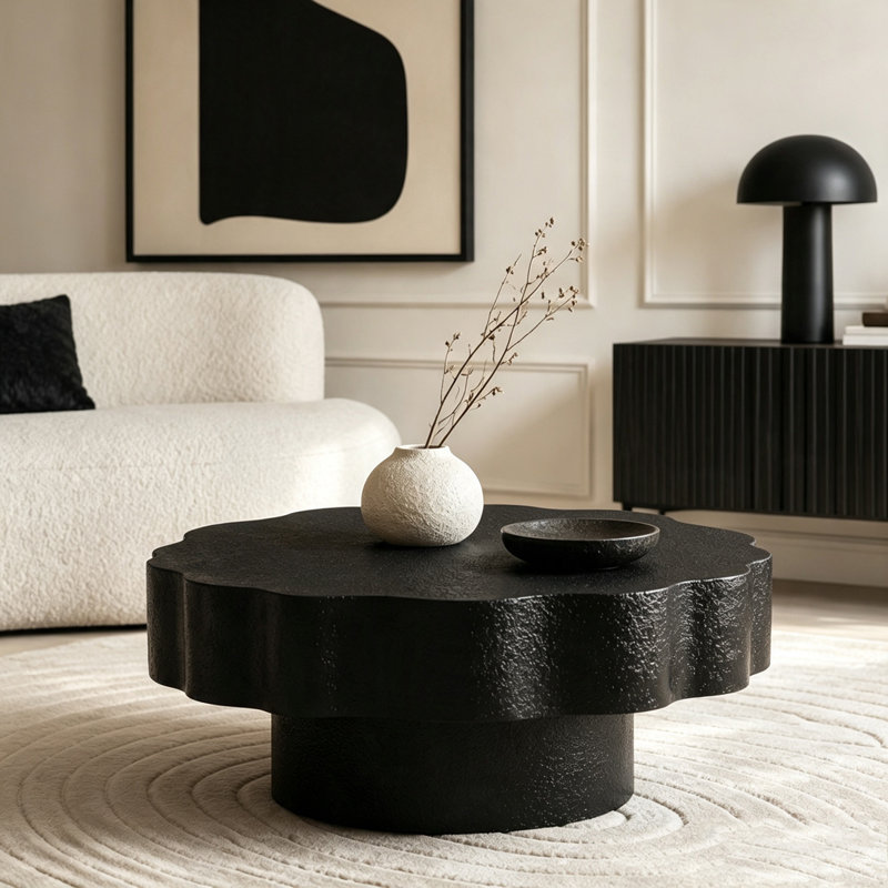 Table basse festonnée noire