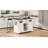 54.9" Kitchen Island With Drop Leaf, Power Outlet, Kitchen Storage Cart With 4 Door Shelves, Cross Barn Doors & Visual Glass Door, Rolling Kitchen Island On 4 Wheels For Kitchen, Dining Room,White-1056204115