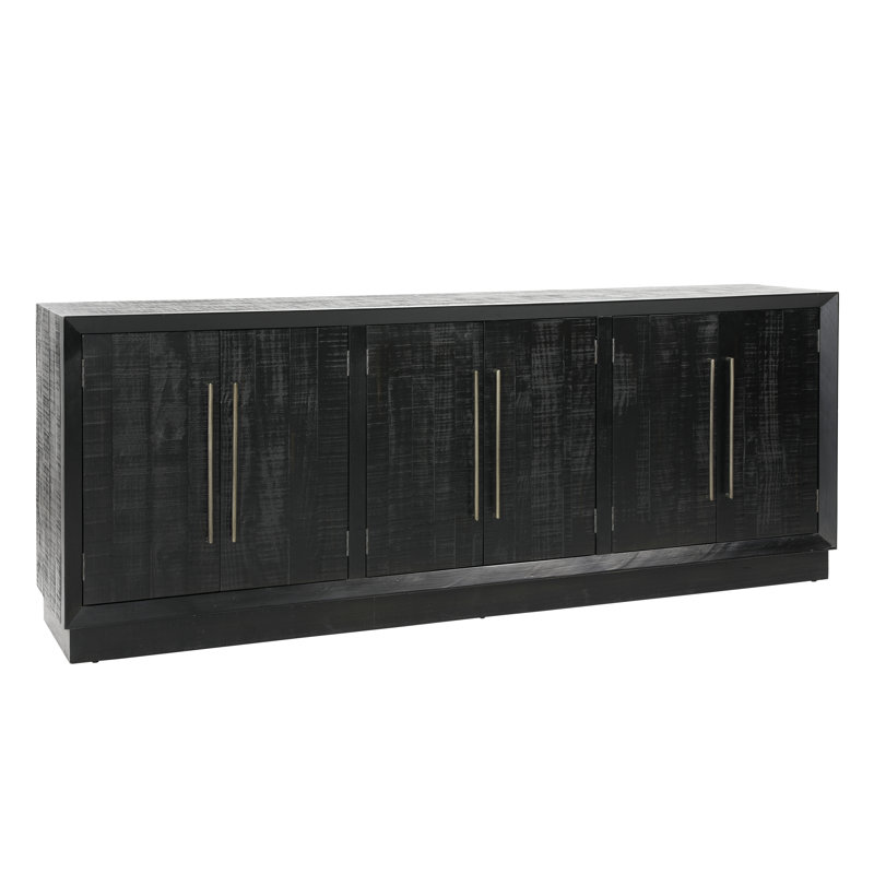 Humphrey's 86" Wide Pine Wood Sideboard, Black, Black