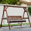 Garden Swing - Wooden Outdoor Conversation Chair With Ergonomic Design, Supportive , Thick Padded Cushion, And Adjustable Chain. Solid Fir Wood Structure For Durability , Side Trays, Hanging System.