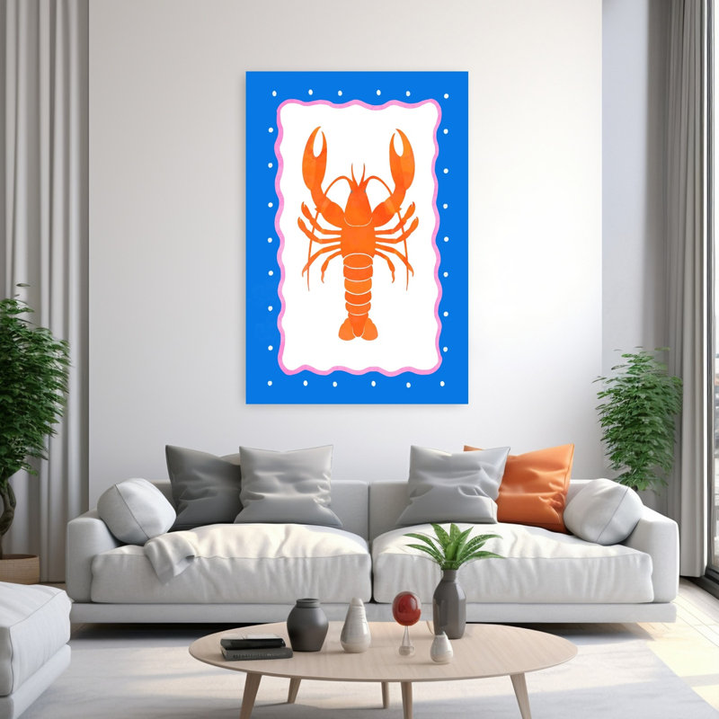 Homard, art mural contemporain, H 60 po x l 40 po